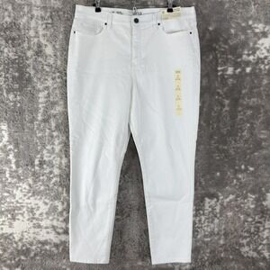 New a.n.a Size 14 High-Rise Skinny Ankle Denim Jeans White Full Length‎ Womens